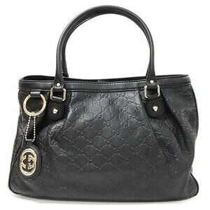 Gucci SUKEY Tote Bag Black Leather GG Supreme SA